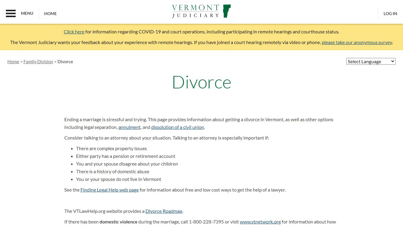 Divorce | Vermont Judiciary